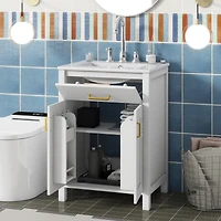Streamdale 24" Space-Saving Bathroom Vanity Combo with Ceramic Sink