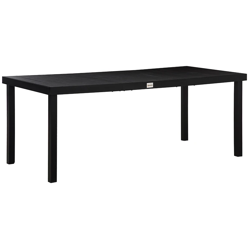 75" Outdoor Dining Table for 8, Aluminum Frame, Faux Wood Top