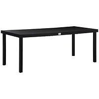 75" Outdoor Dining Table for 8, Aluminum Frame, Faux Wood Top