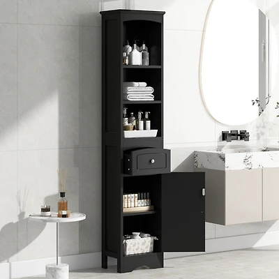 Freestanding Bathroom Cabinet with Drawer and Adjustable Shelf
