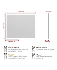 Streamdale Furniture Led Bathroom Vanity Mirror: Modern Smart Large with Adjustable Lights and Anti-Fog