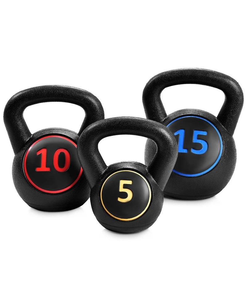 Vebreda 3 Pieces 5 10 15lbs Kettlebell Weight Set