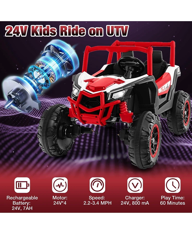 2-Seater Kids Ride on Utv with 2.4G Remote Control for over 3 Years Old Children-Red