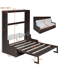 Streamdale Queen Murphy Bed Wall with Cushion,Gray