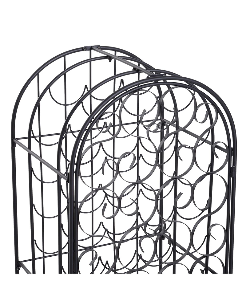 Streamdale Furniture 35 Bottle Wrought Iron Wine Rack Cabinet with Lock - Black