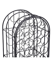Streamdale Furniture 35 Bottle Wrought Iron Wine Rack Cabinet with Lock - Black