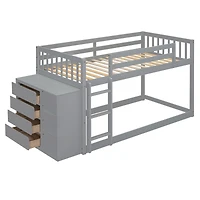 Streamdale Twin over Bunk Bed with 4 Drawers and 3 Shelves-Gray