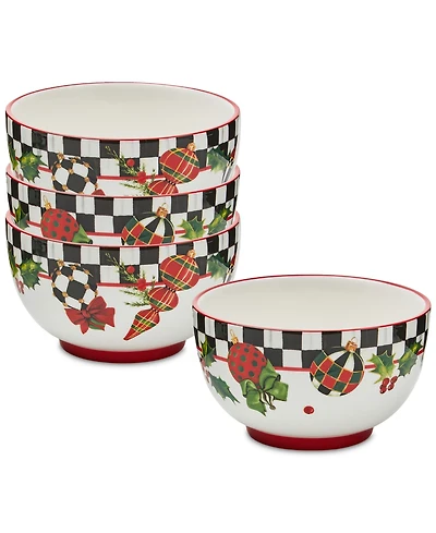MacKenzie-Childs Deck the Halls Breakfast Bowls, Set of 4