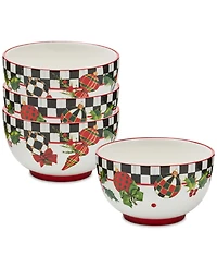 MacKenzie-Childs Deck the Halls Breakfast Bowls, Set of 4