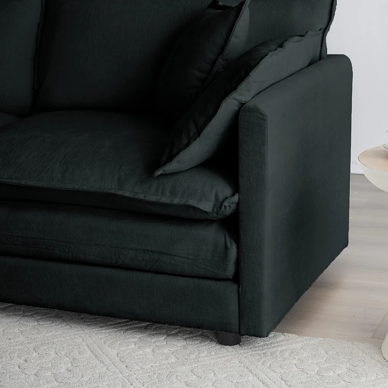 Streamdale Furniture U-Shape Chenille Sofa with Reversible Chaise & Ottomans