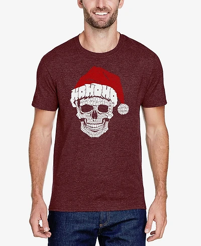 La Pop Art Men's Santa Skull Premium Blend Word T-Shirt