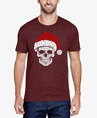 La Pop Art Men's Santa Skull Premium Blend Word T-Shirt