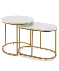 Sugift Modern Nesting Coffee Table Set of 2-White