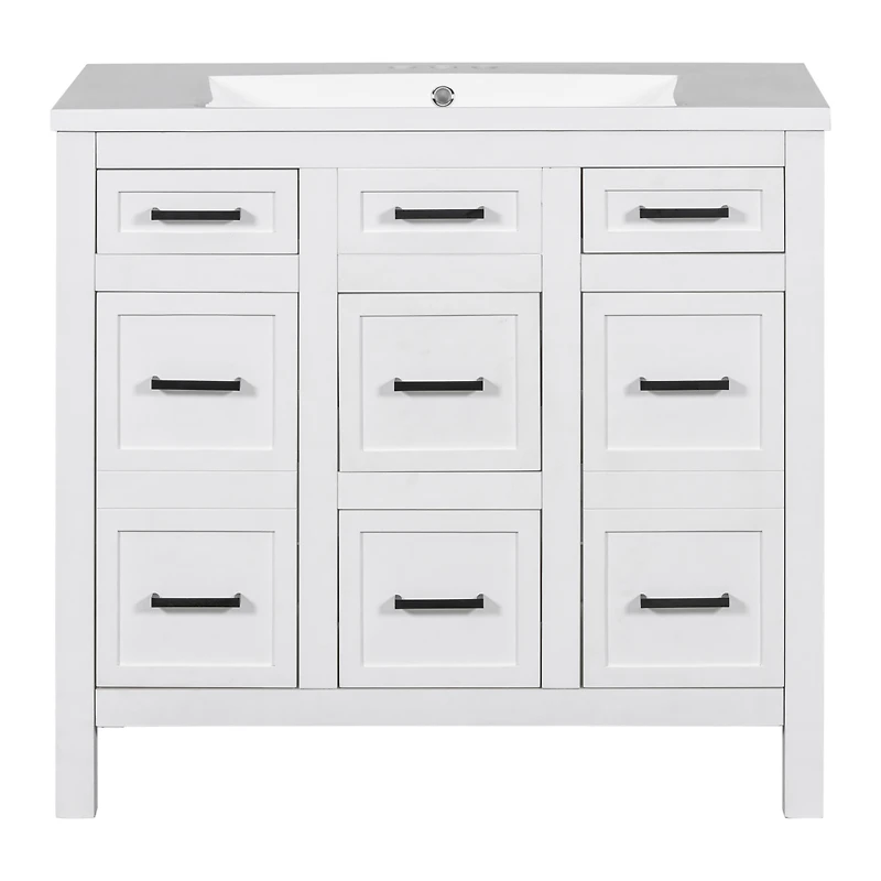 Streamdale 36" Integrated Sink Vanity 4 Drawers, 2 Doors