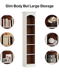 Tribesigns 70.9-Inch Tall Narrow Bookcase, 5-Tier Cube Bookshelf with Storage, Modern Slim Corner Display Shelves for Home Office, Living Room