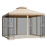 10' x 10' Patio Gazebo with Corner Shelves and Vented Roof