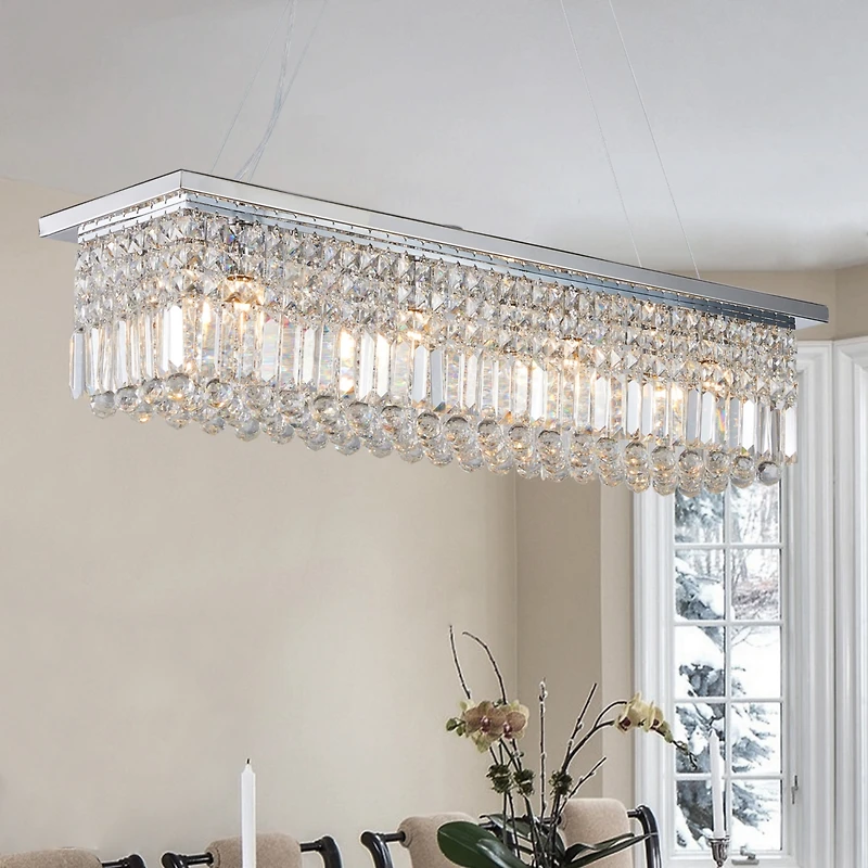 Streamdale Modern Rectangle Raindrop Chandelier for Dining Room