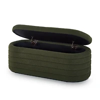 Boucle Fabric Ottoman Bench with Storage and Safety Hinge
