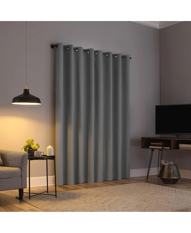 Cayden Grid Texture Draft Shield Fleece Insulated 100% Blackout Grommet Curtain Panel