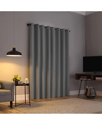 Cayden Grid Texture Draft Shield Fleece Insulated 100% Blackout Grommet Curtain Panel