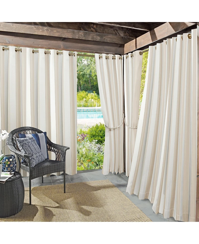 Sun Zero Valencia Cabana Stripe Indoor/Outdoor Uv Protectant Room Darkening Grommet Curtain Panel