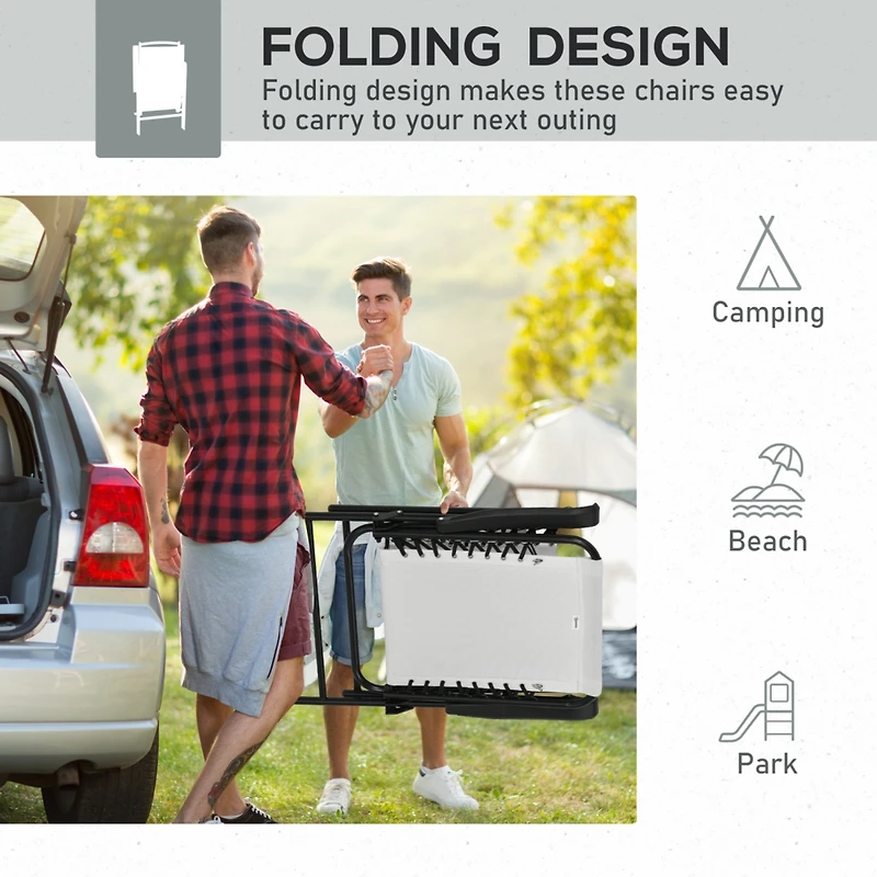 Patio Folding Sling Chairs with Armrests