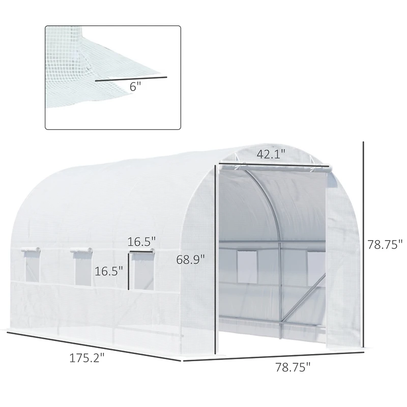 15' Walk-In Greenhouse with Windows & Door