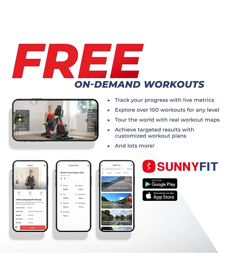 Sunny Health & Fitness Performance Recumbent Cross Trainer & Elliptical Bike with Dual Motion Arm Exercisers, SunnyFit App Enhanced Bluetooth Connecti