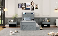 Streamdale Twin Bed with Storage Headboard and Trundle