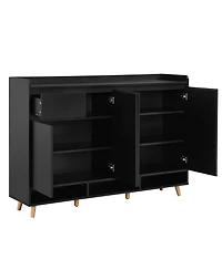 Simplie Fun Sleek Minimalist Shoe Cabinet with Adjustable Shelves