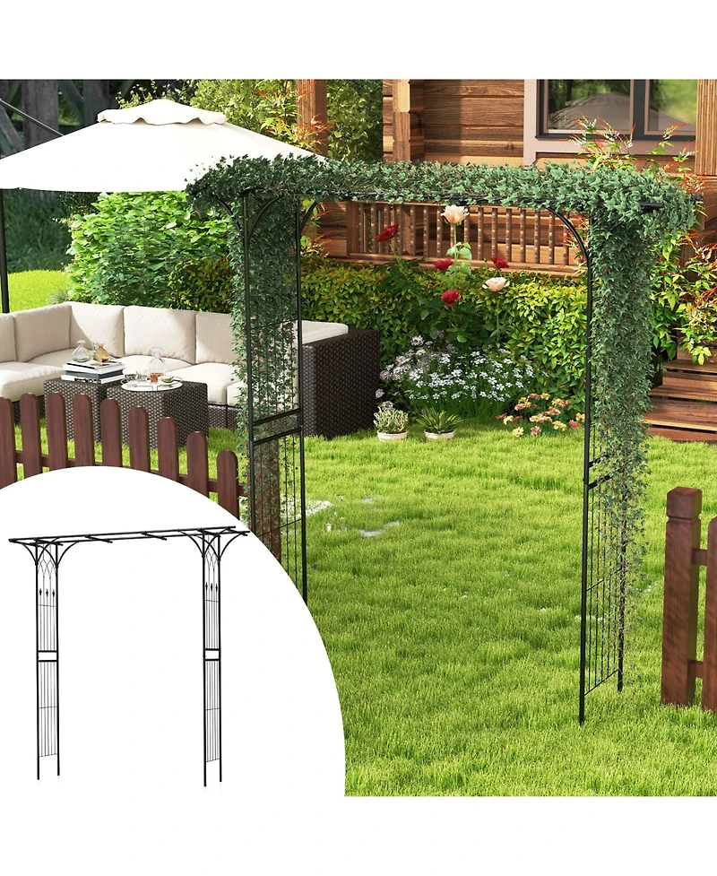 Givimo 81 Inch Garden Arbor Metal Archway for Climbing Plants-Black