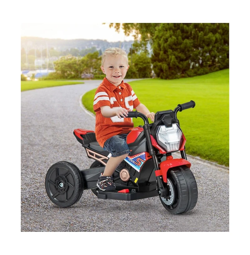 Kids Ride-on Motorcycle 6V Battery Powered Motorbike with Detachable Training Wheels-Red