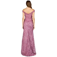 Lara Women's Off Shoulder, Mermaid Lace Gown