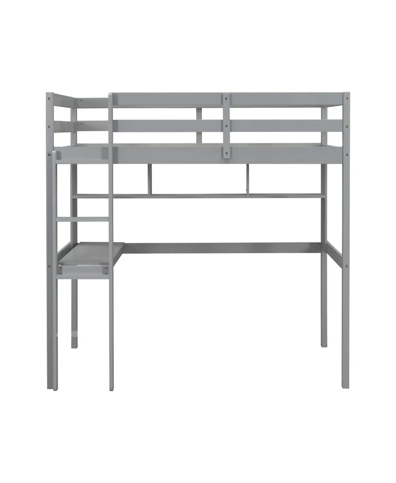 Streamdale Furniture Twin Loft Bed with Desk, Bookcase, Guardrails