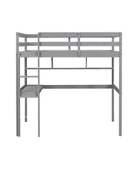 Streamdale Furniture Twin Loft Bed with Desk, Bookcase, Guardrails