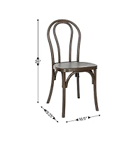 Hensler Set Of 2 Weather-Resistant Wood Look Stackable Resin Thonet Chairs For Indoor/Outdoor Use