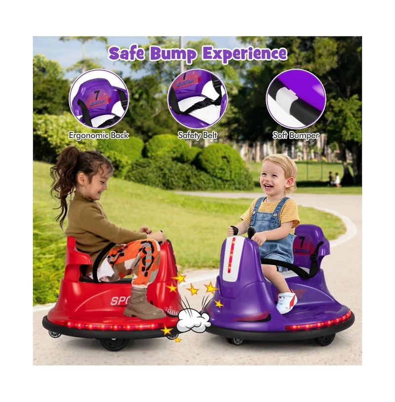 Vebreda 6V Bumper Car for Kids Toddlers Electric Ride On Vehicle with 360° Spin-Red