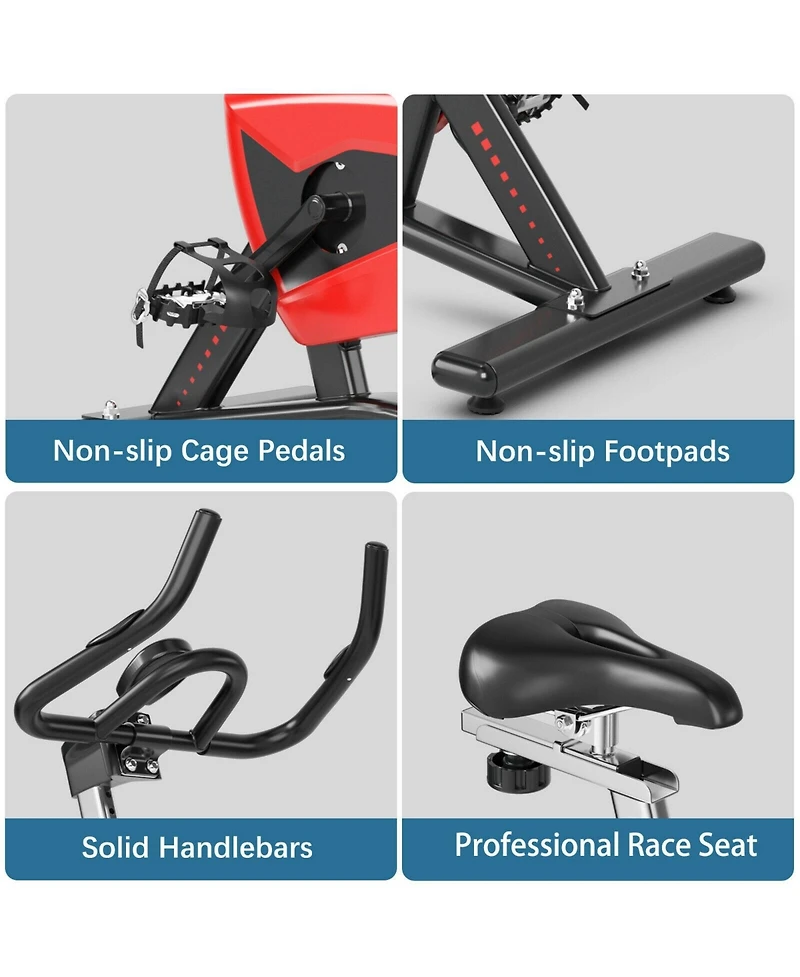 Vebreda Magnetic Exercise Bike Fitness Cycling Bike with 35Lbs Flywheel for Home and Gym-Black & Red