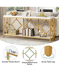 Tribesigns 71 Inch Extra Long Sofa Table, Narrow Long Sofa Console Tables Behind Couch Table with Open Storage Shelf