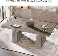 Tribesigns 63-Inch Executive Desk, Large Office Computer Desk with Double Pedestal, Modern Simple Workstations Writing Table