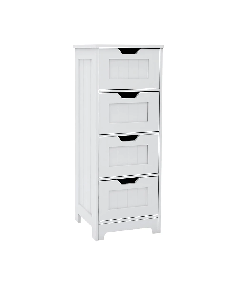 White 4-Drawer Storage Cabinet for Bathroom, Living Room, Kitchen