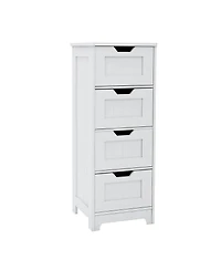 White 4-Drawer Storage Cabinet for Bathroom, Living Room, Kitchen