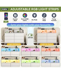 gaomon Modern 6 Drawer Double Dresser Tv Stand with Power Outlet & Led Light