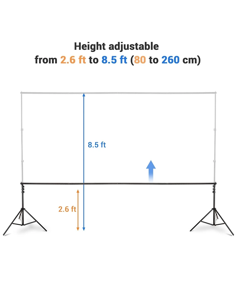 8.5' x 10' Adjustable Photography Background Backdrop Stand Support Crossbar Kit Studio