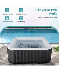 Rectangular Blowup Pool Hottub with 130 Air Jets for 4-6 Person-Black