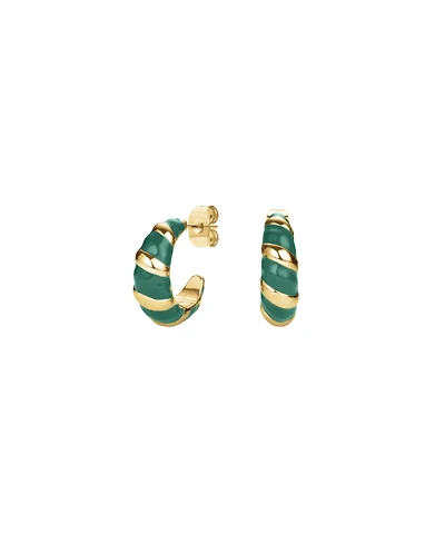 Rosefield Emerald Croissant Hoops In 14K Yellow Gold Plated Stainless Steel