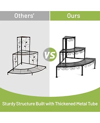 Sugift 3-Tier Corner Metal Flower Ladder Plant Stand