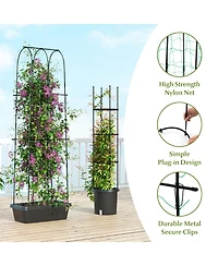 Sugift 2 Pack Garden Planters with Trellis Cucumber Trellis Tomato Cage-Black