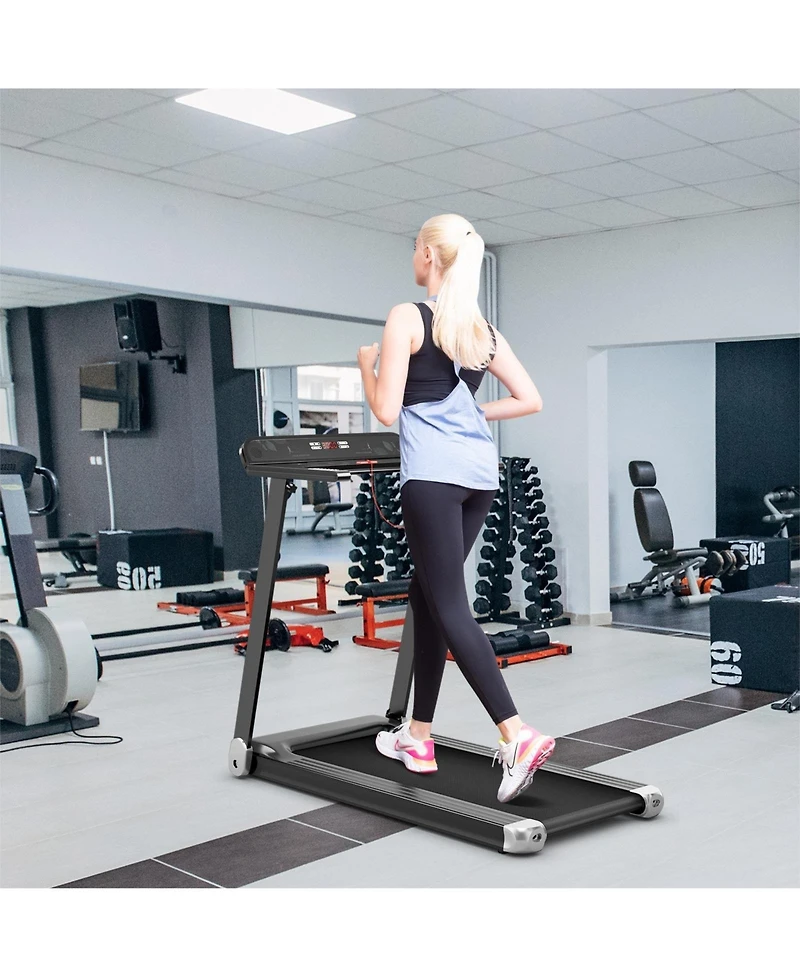 Vebreda Folding Electric Compact Walking Treadmill with App Control Speaker-Silver