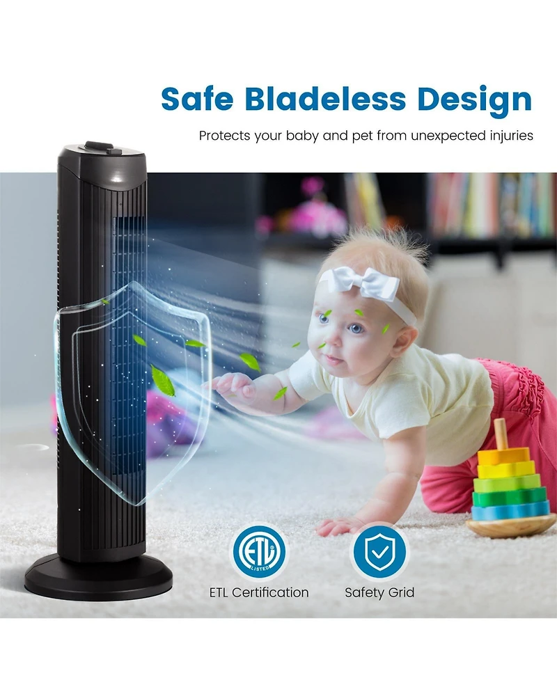 Skonyon Fantask 35W 28 Inch Quiet Bladeless Oscillating Tower Fan